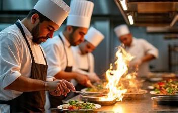 Al Bayan chefs collaborating in the kitchen