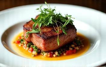 Signature lamb dish with garnish