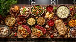 Iftar spread with Arabic delicacies